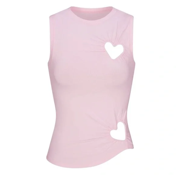 SKIMS Cotton Jersey Heart Tank in Cherry Blossom, NWT Size M, Limited Piece - Picture 5 of 6